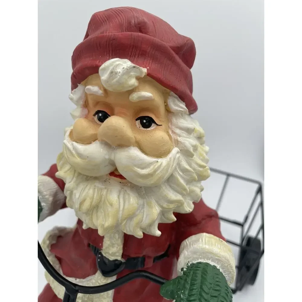 Large Oversized Christmas Decoration Vintage Santa Clause Riding Tricyle Basket